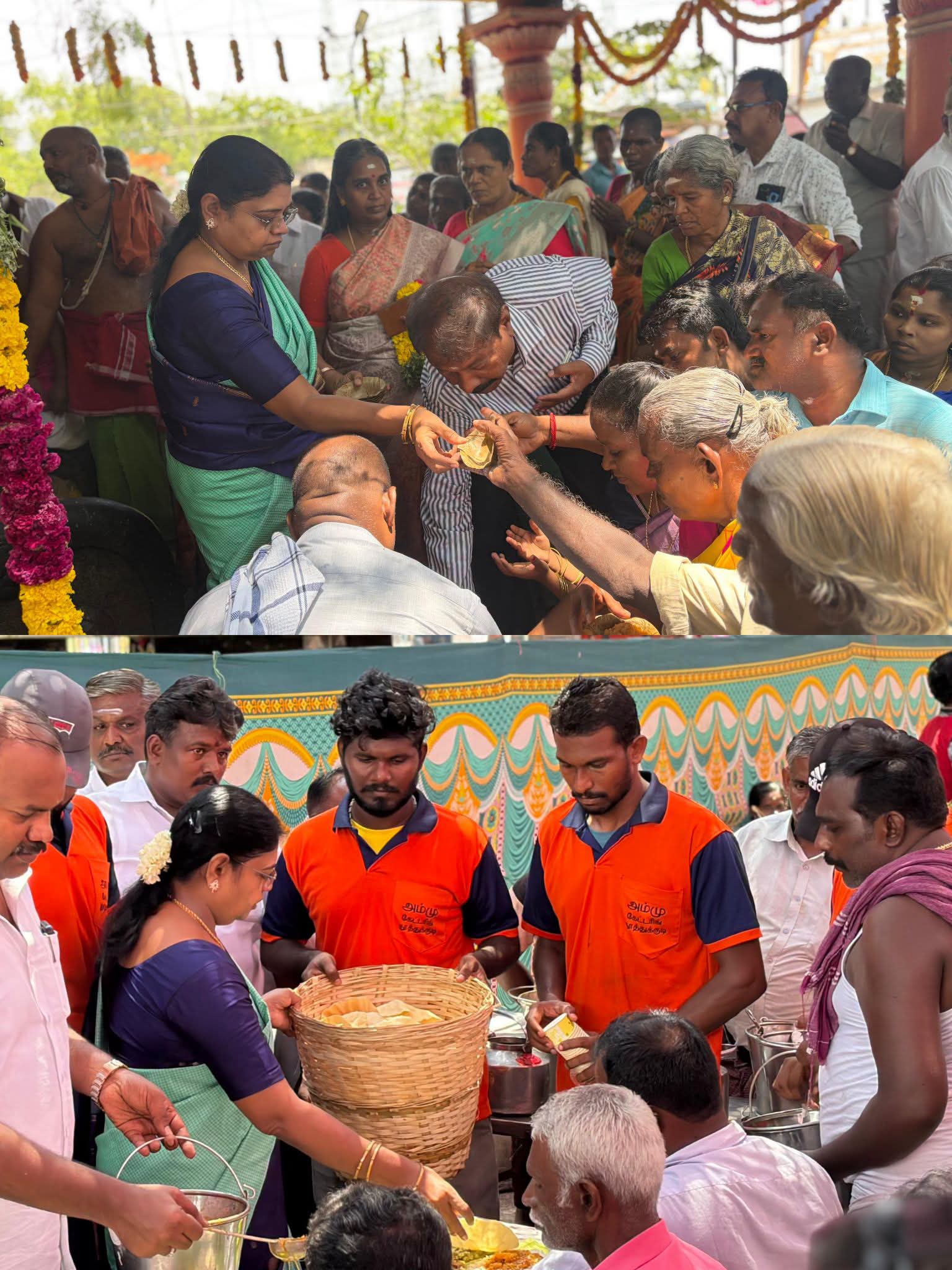 புதிய பேருந்து நிலையம் ஸ்ரீ போத்தி விநாயகர் சதுர்த்தி விழா  பிரம்மாண்ட அன்னதானத்தை கீதா ஜீவன், மேயர் ஜெகன் பெரியசாமி தொடங்கி வைத்தனர்